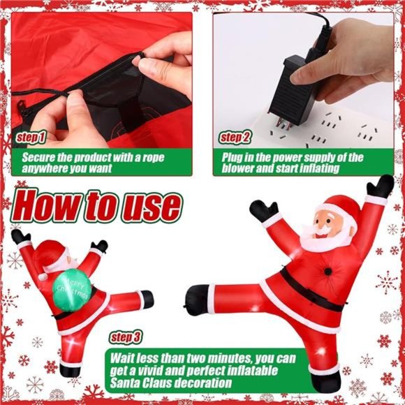 5.9 Ft Large Christmas Santa Claus Blow Up Lighted Christmas with LED Lights - Picture 4 of 7